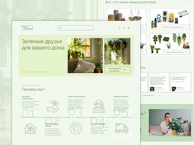 Exotic Greenery │Landing Page branding design graphic design illustration logo typography ui ux vector