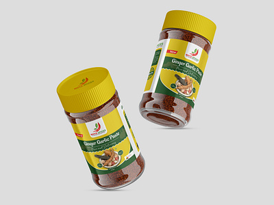 Ginger-garlic Paste jar packaging design cosmetic jar lable food jar label gdkawsar ginger garlic paste ginger garlic past lable design graphic design jar label jar label design label deisgn naw label packaging packaging designer packaging jar therads top label design