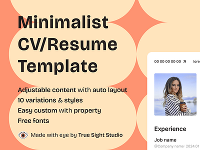 Minimalist CV/Resume Template | True Sight Studio branding cv cv design cv download cv resume cv template design free free cv resume free template template ui ux