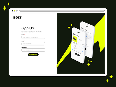 Bolt Sign-Up Page branding design prototype ui