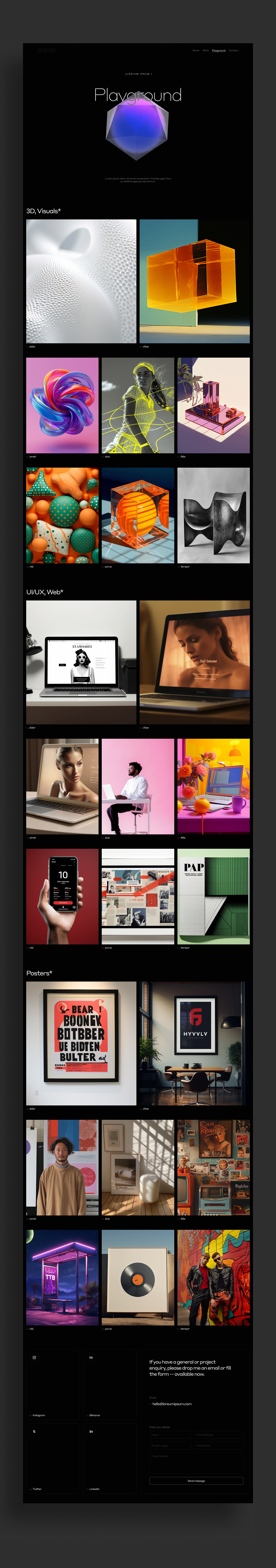 Design portfolio web design_Concept 3d aesthetic agency amazing animation branding cool dark design figma graphic design illustration modern motion graphics portfolio prototype saas sleek ui ux