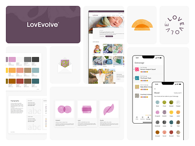 LovEvolve Branding & Web Design (1) app art direction bento bento box brand kit branding healthcare illustration landing page logo maternity pregnancy pro bono ux