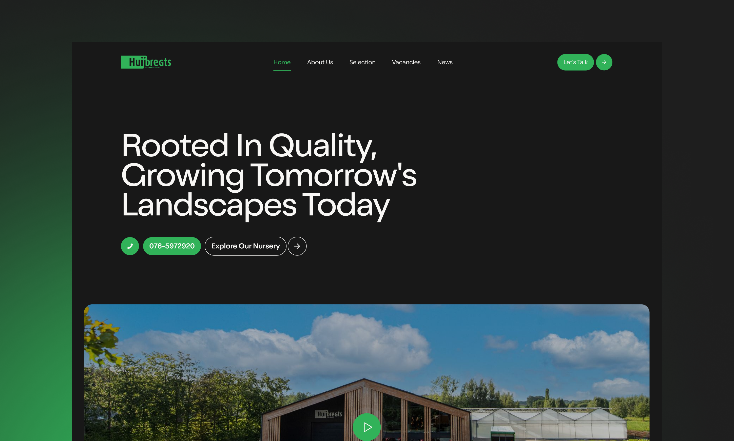 Horticulture Homepage Page Concept creative design landing page minimal web deisgn website