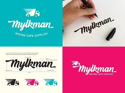 Mylkman Logo branding design illustration lettering logo logo design logomark logotype matt vergotis truck van verg visual identity wings