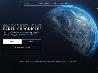 Earth Chronicles adventure creativedesign earth earthchronicles earthday exploration graphic design innovation inspiration nature planet science space ui ui design uiux ux design webdesign