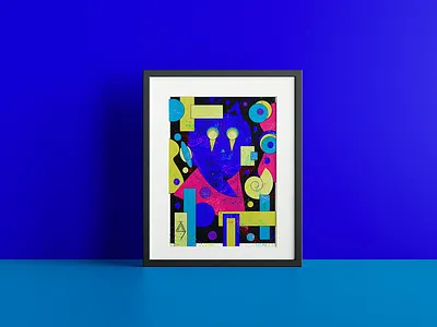 Mad World , Digital Vector Art by © Meledh Bouheni abstract art blue color creativity illustratr vector art