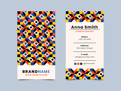 Geometric mosaic business cards abstract abstraction business card design flat geometric graphic design illustration mosaic template vector