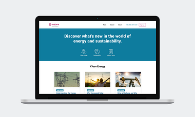 Inspire Clean Energy Blog Homepage, Category, Article, Glossary blog branding clean energy icons seo design ui