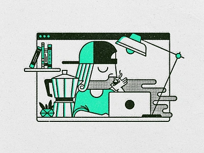 Coffee Desk WIP bored busy caffeine coffee coffee addict coffee lover duotone espresso freelance halftone hipster illustration illustrator line art minimal art moka pot wip work from home working