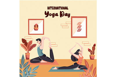 Hand Drawn Illustration for International Yoga Day Celebration body cartoon celebration day event exercise fitness gym harmony health holiday meditation peace person poses position posture stretching therapy yoga