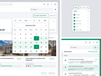Propwise: Property Management SaaS Web App Dashboard - Modals behance calendar checkbox clean dashboard component dashboard design filter management modal notification product design property property management saas ui component uiux web app web app dashboard web design