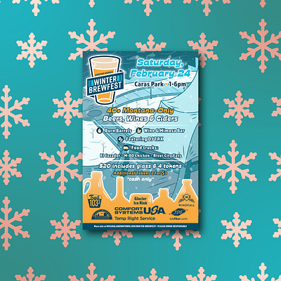 Winter BrewFest 2024 beer branding brewfest cartoon cider design festival folk graphic design illustration missoula montana outdoors park poster promotion social media vector wine winter