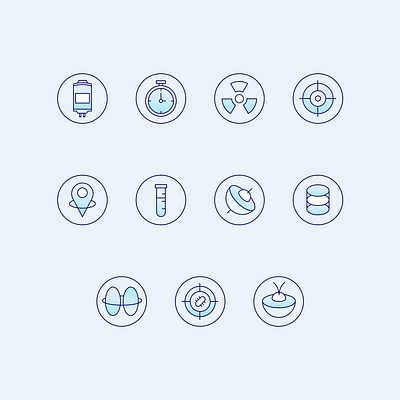 Science Icons accuracy blue cell icons line location science timer tube