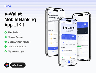 Dueq - Mobile Banking App UI Kit app card credit card debit finance fintech mobile money receive transaction transfer ui kit wallet