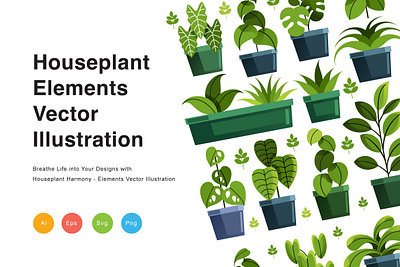 Houseplant Elements Vector Illustration greenery