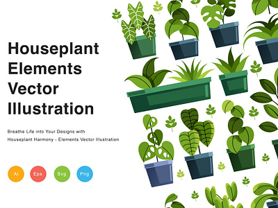 Houseplant Elements Vector Illustration greenery