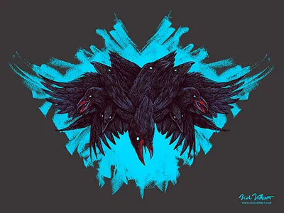 Crowberus Original cerebrus crow crows halloween horror illustration murder of crows pen and ink