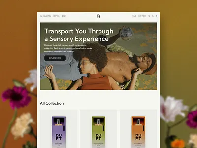 DUFT - Fragrance Store Landing Page earth color earth tone fragrance landing page luxury perfume perfume website scents web design website