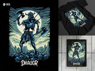 The Draugr apparel ddesign artwork clothing design ghost hand drawn illustration illustrator magical mythical creature norse norse mythology viking viking mythology warrior