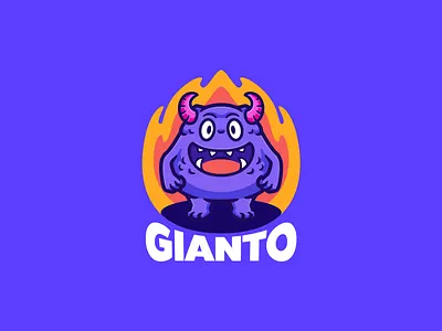 Purple Monster Cartoon mascot logo design alien cartoon character creature evil halloween horror illustration logo mascot monster purple vector