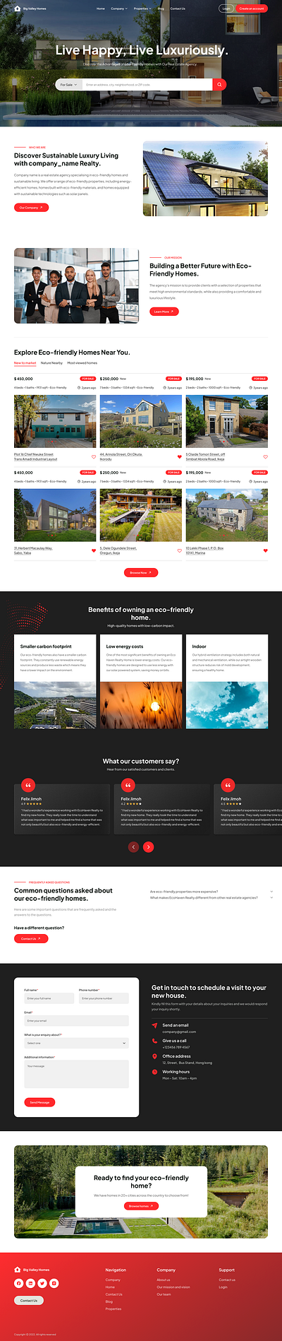 Big Valley Homes design designer landing page ui ux