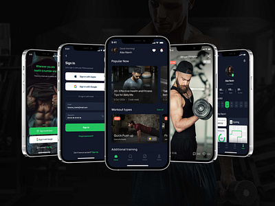 Fitnation- Fitness & Workout Mobile App activity analytics application crossfit exercise fintess fitness app design fitness training fitnesses truckers gym app healthy lifestyle minimal personal training product design sport startup tracker ux ui workout workout app