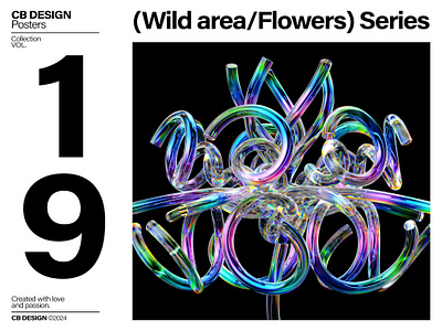 Poster Collection VOL.19 3d c4d flower kv layout poster typography