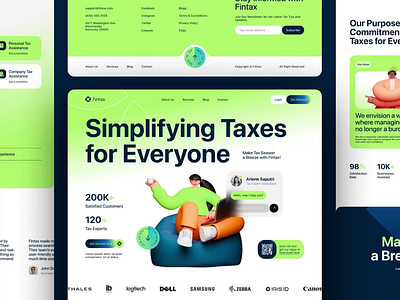 Fintax Website: Simplifying Taxes for Everyone 3d analytics animation brand branding business character finance graphic design landing page management money motion savings tax tools ui uix design ux website