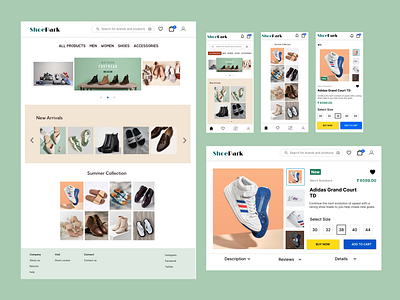 Dekstop and Mobile View anuja app design desktop figma figma design footwear mobile reponsive shopping ui ux webapp