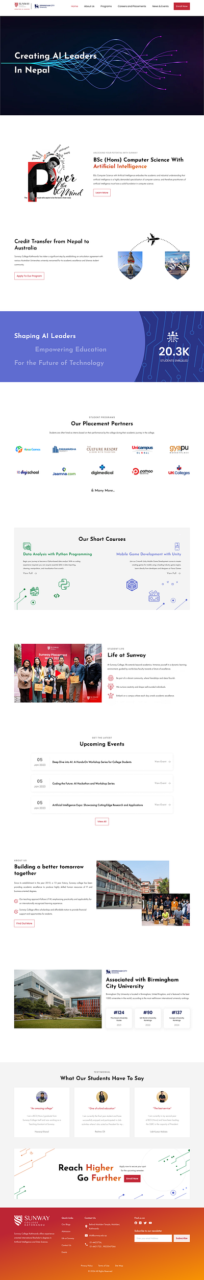 Sunway College Landing Page design designinspiration figma homepage design landing page ui design uiux website design