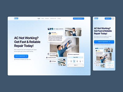 AC Repair Service (HVAC) hero section exploration ac repair air conditioner air conditioner repair blue book an appointment clean ui cooling hero section hvac hvac hero hvac website hvac website design minimal ui minimalistic ui ui design user interface