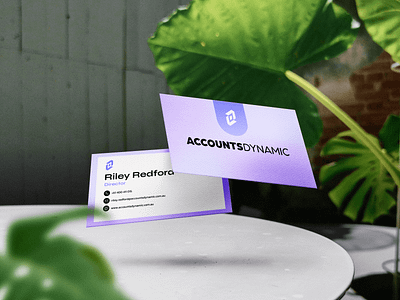 AccountsDynamic business card 3d brand identity branding branding mockup business assets business cards gradient graphic design illustration mockup purple template ui vector