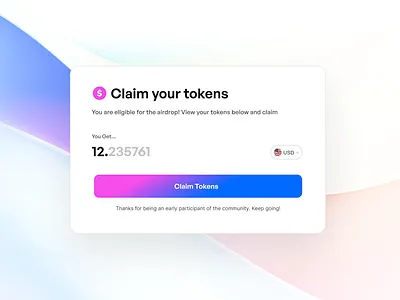 UI Crypto Token Claim - 🟣🩷 airdrop page cards crypto fin tech gradient token exchange ui