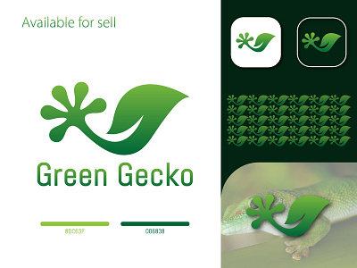 Modern Green Gecko Logo Design brand identity branding design gecko logo graphic design green logo illustration leaf logo logo logo design logo maker logo mark logotype modern logo typography