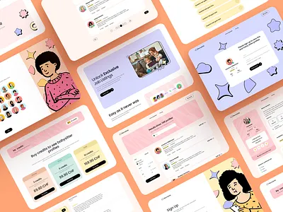 Babysitting website babysitting colored form light nanny pastel colors personal account registration ui ui elements ui kit web design web site