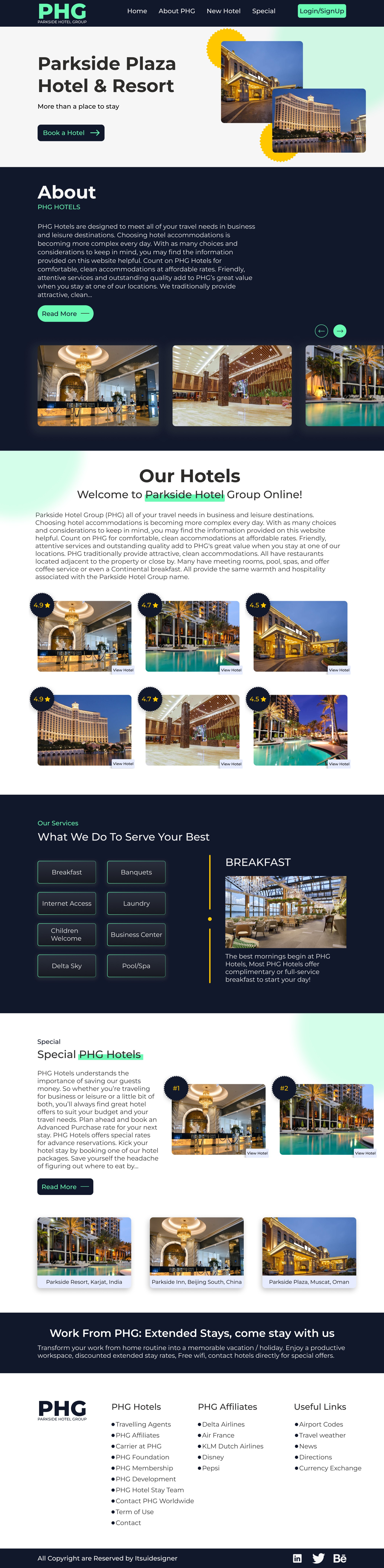 Parkside Hotel Landing Page Redesign branding design graphic design illustration landing page landingpage logo redesign typography ui ux vector web design website design