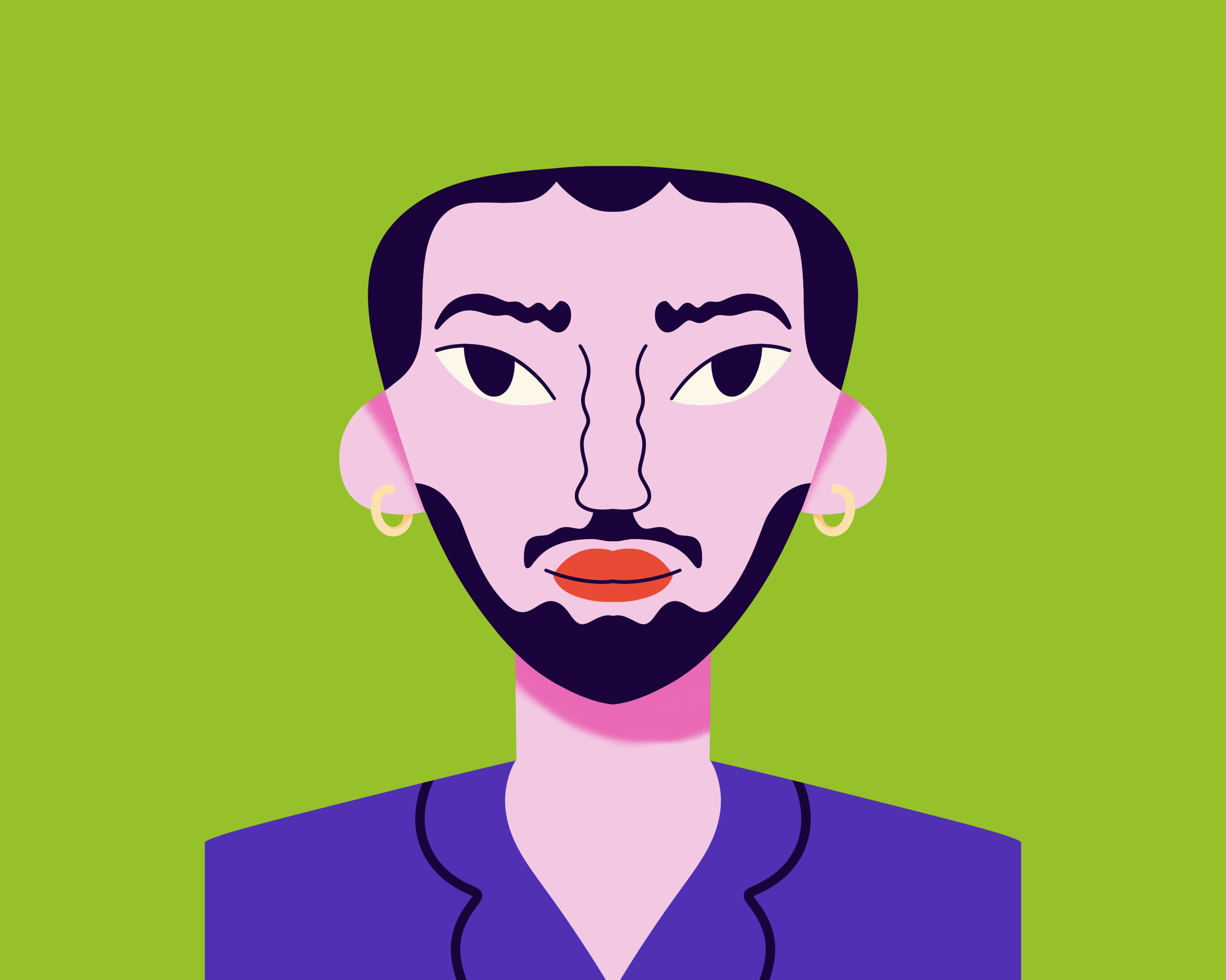 June Portraits #1 2d 2dart beard boy character drawing expression face illo illustration man person portrait shape vector web design