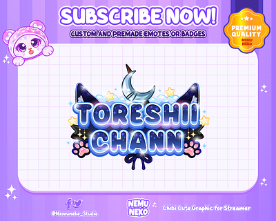 🍷Toreshii Chann Custom Vtuber Logo Text By Nemuneko🍷 animation blue theme branding chibi emotes cute emotes cute logo design graphic design illustration logo logo aesthetic logo text nemuneko twitch emotes vtuber logo vtuber logo text