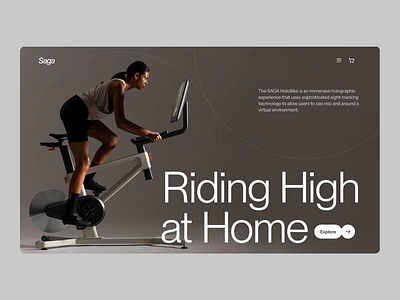 Saga HoloBike Website animation bike design header landing page motion graphics screen smart bike ui web design website website design