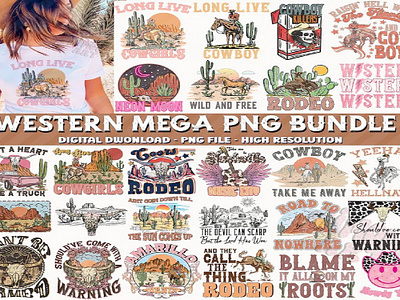 Western Mega Bundle PNG, Western Sublimation Bundle 3d animation apparel graphic design ui