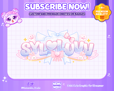 🍷Syloluvv Custom Vtuber Logo Text By Nemuneko🍷 animation branding chibi emotes cute emotes cute logo design graphic design illustration kawaii logo logo logo aesthetic logo text nemuneko twitch emotes vtuber vtuber logo vtuber logo text