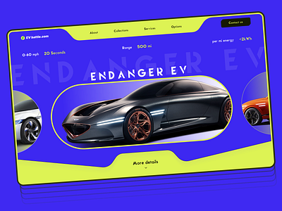 EV cars blog site blue cards cars color design icons landing page nav bar shapes ui web