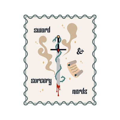 Sword and Sorcery design fantasy graphic illustration logo magic shapes vector