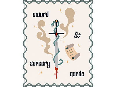 Sword and Sorcery design fantasy graphic illustration logo magic shapes vector
