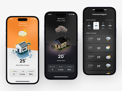Weather App darkmode mobileapp ui weather