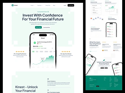 Website for Fintech US Stock App app clean fintech home page landing page marketing saas ui visual design web web design