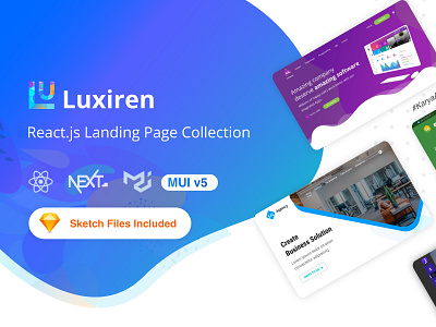 Luxiren - React Landing Page Collection agency ai apps blockchain cloud course crypto cryptocurrency dark mode education fashion figma hosting landing page material ui mobile apps student ui ux webdesign