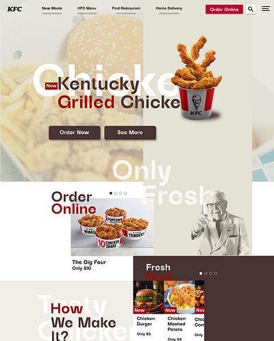 KFC branding design graphic design kfc landing page ui uiux