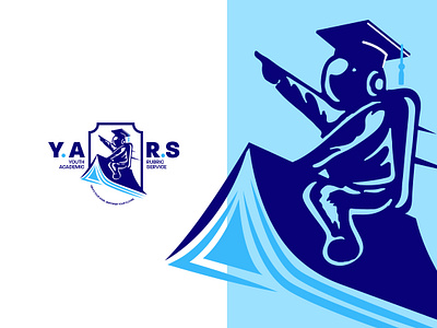 Y.A.R.S - Youth Academic Rubric Service academic academic brand academy logo astromi astronaut blue logo book logo branding education logo educational logo new creative rebranding redesign shield logo