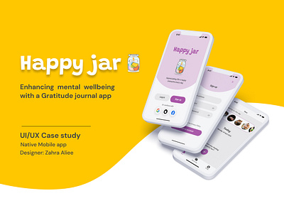 Happy jar - Mobile App android case study gratitude journal illustration ios journal mobile app ui ui design uiux user interface design